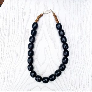 Bead Necklace || Black & Wood Statement